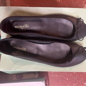 Minelli Paris made in Italy leather ballet flat black size 39